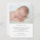 Foto Minimalistisch Baby Birth Announccard Einladung (Rückseite)