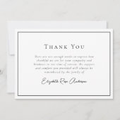 Foto Minimalistisch Bereavement Beerdigung Dankeskarte (Vorderseite)