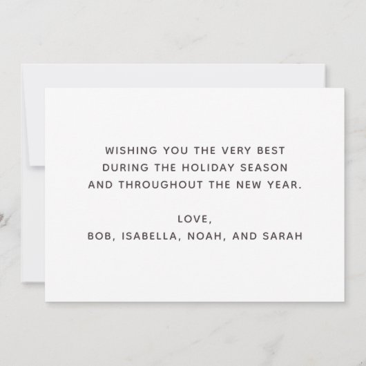 Foto Minimalistisch Frohe Weihnachtskarte Ankündigung (Rückseite)