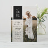 Foto Minimalistisch Gender Neutral Hallo Kinderdus Einladung (Stehend Vorderseite)