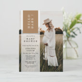 Foto Minimalistisch Gender Neutral Hallo Kinderdus Einladung (Stehend Vorderseite)