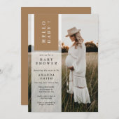 Foto Minimalistisch Gender Neutral Hallo Kinderdus Einladung (Vorne/Hinten)