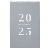 Foto "Minimalistisch Gray 2025 Family Name" Kalender (Titelbild)