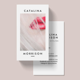 Foto Minimalistisch Makeup Artist Red Lips Visitenkarte