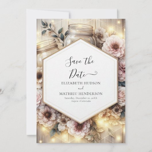 Foto Minimalistisch Mason Jar Wedding Save The Date (Vorderseite)