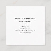 Foto Minimalistisch modern Quadratische Visitenkarte (Rückseite)