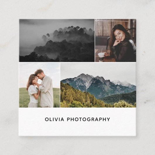 Foto Minimalistisch modern Quadratische Visitenkarte (Vorderseite)