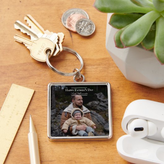 Foto Minimalistisch Vatertag | weiß Schlüsselanhänger (Schreibtisch)