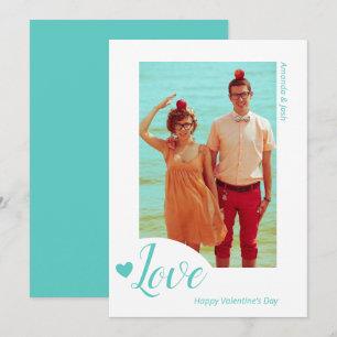 Foto Minimalistische Liebe Aquamarin Valentinstag Feiertagskarte