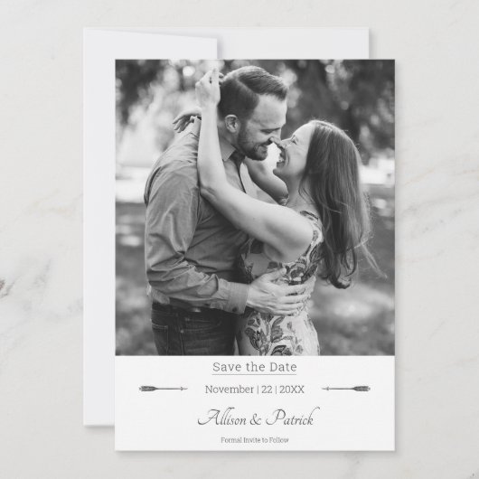 Foto Minimalistische Pfeile Save the Date | weiß (Vorderseite)