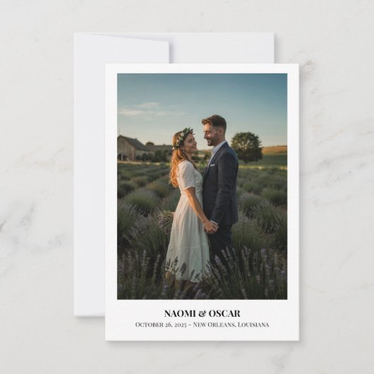 Foto "Minimalistische Zieladresse" Hochzeit speich Save The Date (Vorderseite)