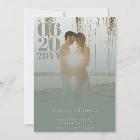Foto Minimalistischer Fettformatierung von Sage Gr Save The Date (Rückseite)