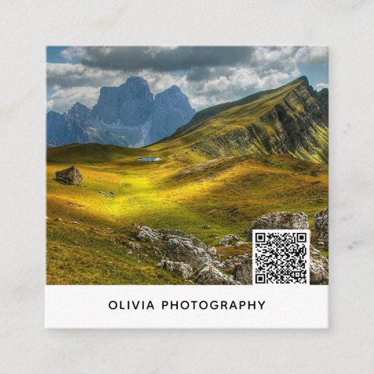 Foto Minimalistischer QR-Code Quadratische Visitenkarte (Vorderseite)
