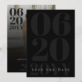 Foto Minimalistischer schwarzer Fetttyp Save The Date (Vorne/Hinten)