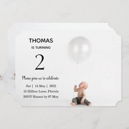 Foto mit Altersgeburt Einladung (Vorne/Hinten)
