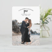 Foto mit angehängtem Text wird grüne Hochzeit gesp Einladung (Stehend Vorderseite)