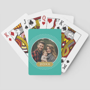 Foto mit Aquamarinen Polka Dotrahmen und individue Spielkarten