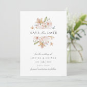 Foto mit Aquarellblumen-Hochzeit speichert das Dat Save The Date (Stehend Vorderseite)