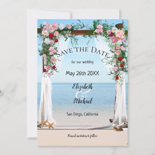 Foto mit Beach Arbor Hochzeitssache Speichern Sie Save The Date (Vorderseite)