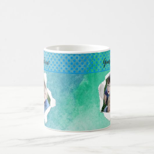 Foto mit benutzerdefiniertem Papierloch Blaue Vorl Kaffeetasse (Mittel)