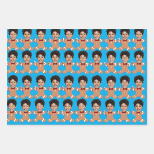 Foto mit benutzerdefinierter Oberfläche Gingerbret Geschenkpapier Set (Vorderseite 3)