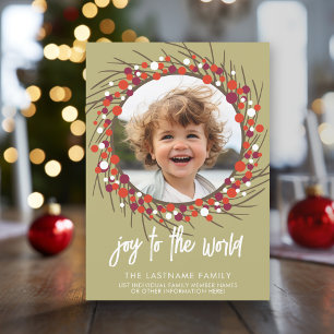 Foto mit Berry Wreath - Instant-Download-Familie Feiertagskarte
