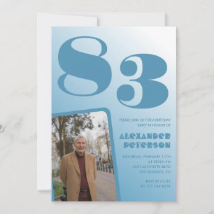 Foto mit blauem Farbverlauf zum 83. Geburtstag Einladung
