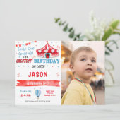 Foto mit blauem und rotem Wasser Einladung (Stehend Vorderseite)