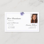 Foto mit Blumenblauer und weißer Niedlicher Rose Visitenkarte (Rückseite)