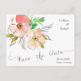 Foto mit Blumenimpressionen Save the Date Hochzeit Ankündigungspostkarte