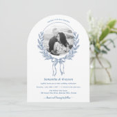 Foto mit Blumenkranz Einladung (Stehend Vorderseite)