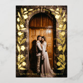 Foto mit Blumenmuster Save the Date Folieneinladung (Vorderseite)