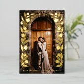 Foto mit Blumenmuster Save the Date Folieneinladung (Stehend vorne)