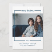 Foto mit Border Minimal Frohe Weihnachten blau (Vorderseite)