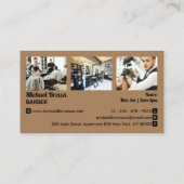 Foto mit braunem Retrostuhl Visitenkarte (Rückseite)