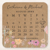 Foto mit brauner Pappe Datum Kalender Rechteckiger Pappuntersetzer (Vorderseite)