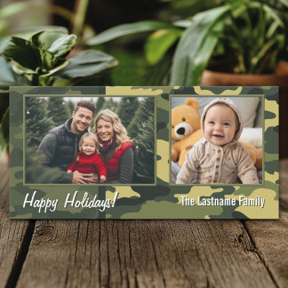 Foto mit Camouflage Print Militärische Urlaubskart Feiertagskarte