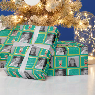 Foto mit Cartoon-Rentier mit Frohe Weihnachten Geschenkpapier