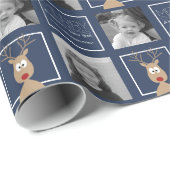 Foto mit Cartoon Rentier mit frohen Weihnachten Geschenkpapier (Rolleneckpunkt)