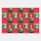 Foto mit Cartoon Rentier mit frohen Weihnachten Geschenkpapier Set (Vorderseite)