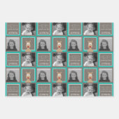 Foto mit Cartoon Rentier mit frohen Weihnachten Geschenkpapier Set (Vorderseite 3)