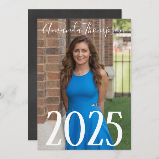 Foto mit Chalkboard-Hinterseite Grad Invite 5" x 7 Einladung (Vorne/Hinten)