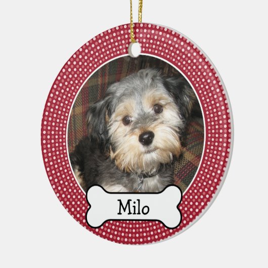 Foto mit Dog-Knochen - beidseitig Keramik Ornament (Links)
