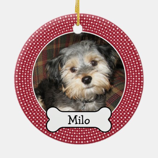 Foto mit Dog-Knochen - beidseitig Keramik Ornament (Hinten)