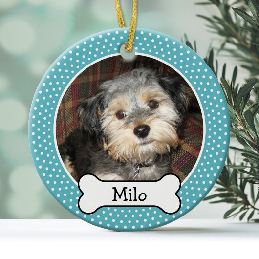Foto mit Dog-Knochen - beidseitig Keramik Ornament
