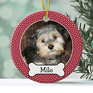 Foto mit Dog - Knochen - Single Keramikornament