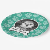 Foto mit Dog-Knochen und Paw-Druck grün Pappteller (Schrägansicht)