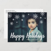Foto mit einfachen Schneeflocken Modernst Feiertagspostkarte (Vorne/Hinten)