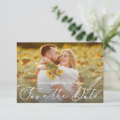 Foto mit elegantem QR-Code minimal Save The Date (Stehend Vorderseite)