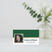 Foto mit elegantem Script und Gold auf Forest Gree Visitenkarte (Stehend Vorderseite)